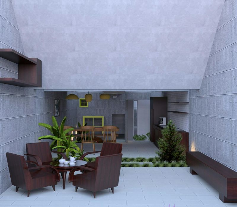 Spacious and clean living room prepared for a home workout session.